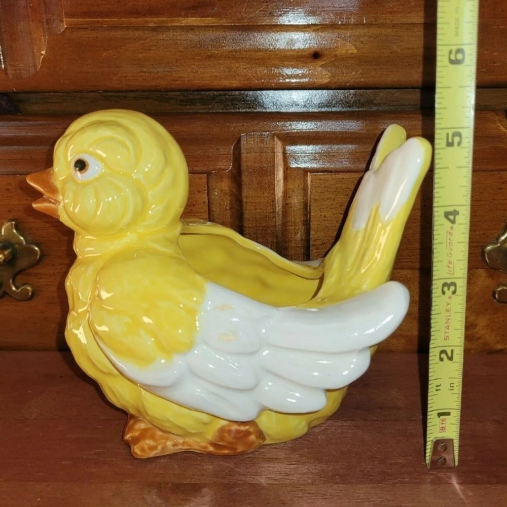 ARDCO Yellow Duck Ducky Chick or Chicken Ceramic Planter Pot or Vase VTG 1950's - Picture 8 of 10